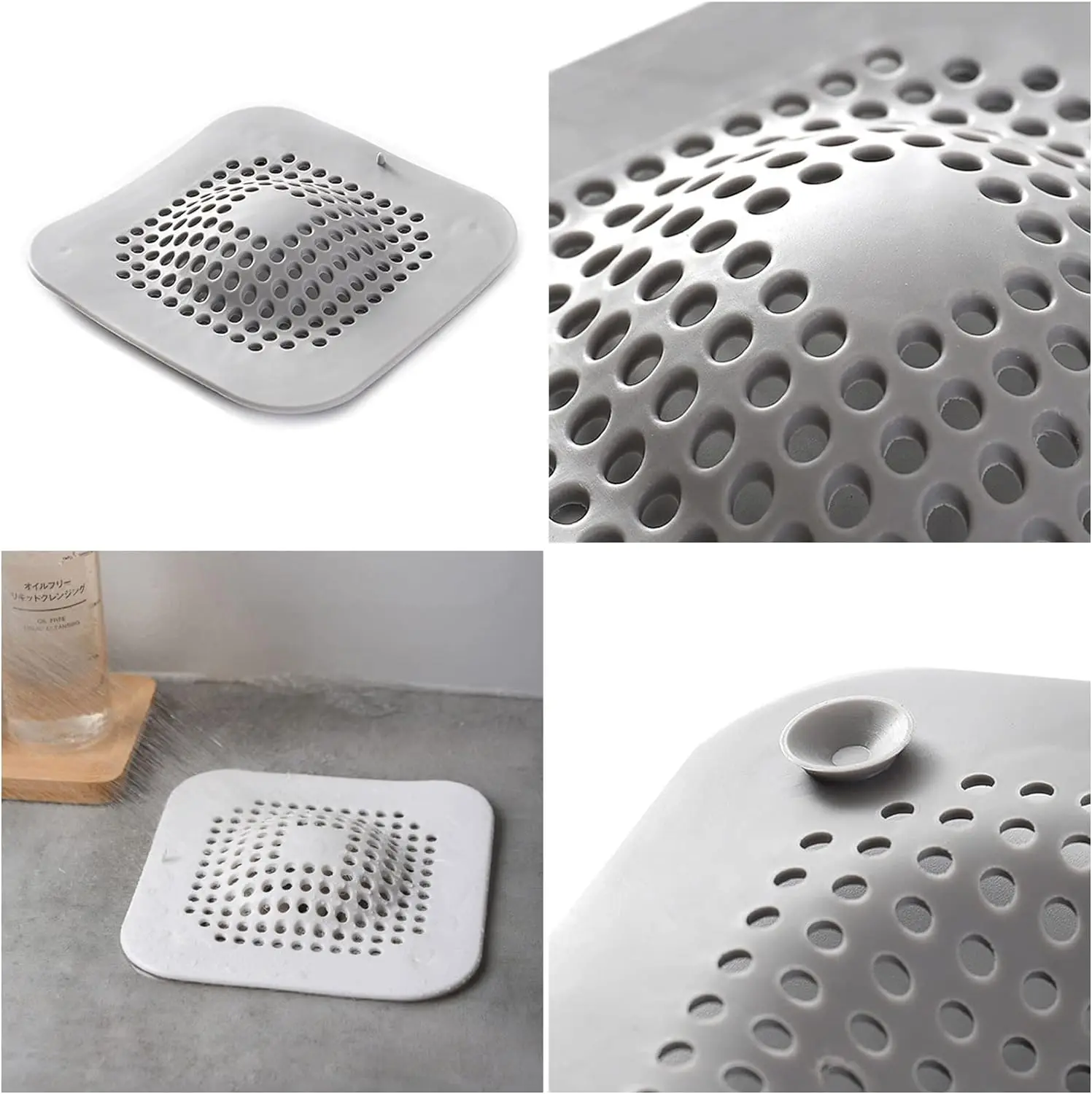 Durable Silicone Wool Plug Shower Drain Cover Bathtub Drain Protector Hair Receiver Kitchen Sink Screen Suction Cup