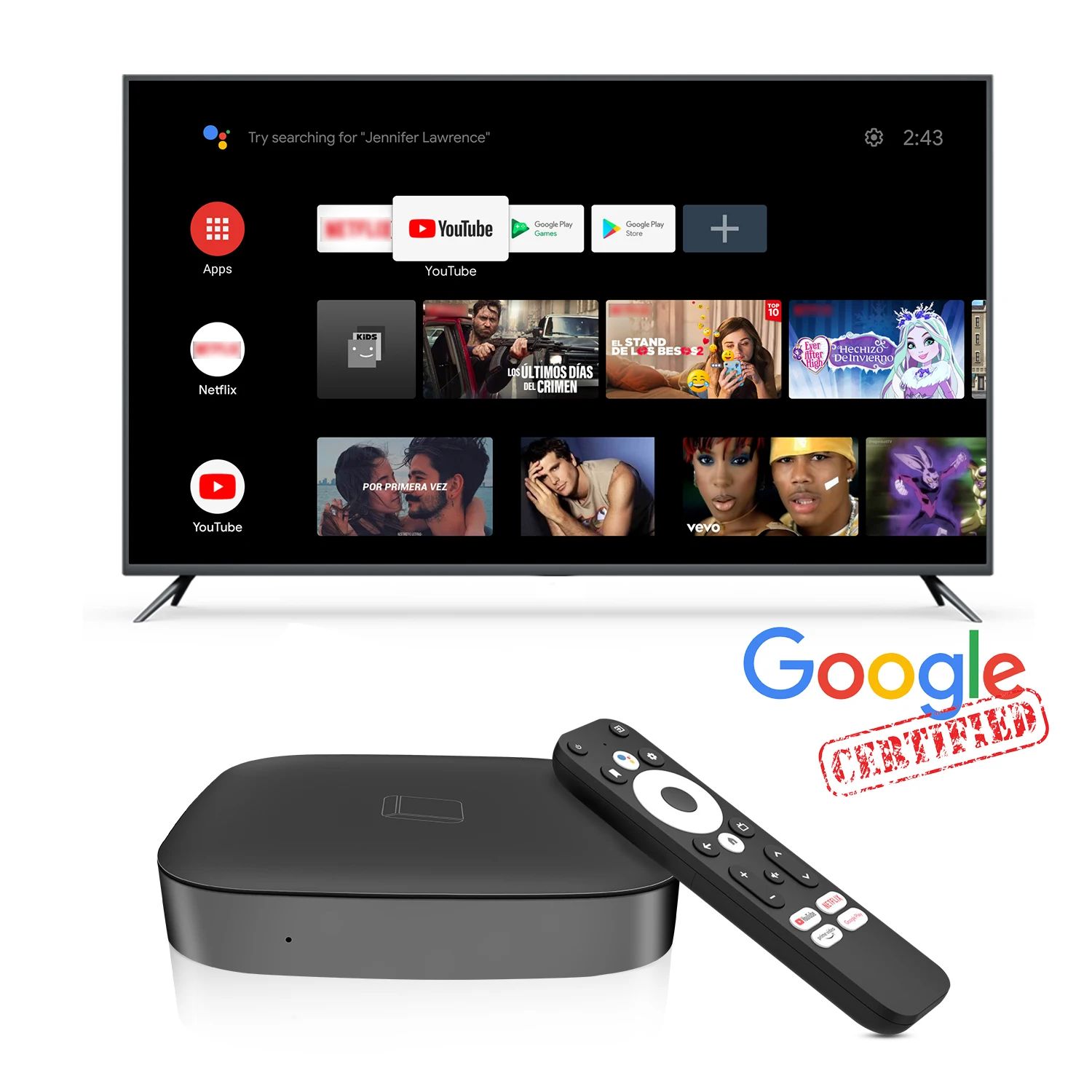 For Google Certified Hako Pro Tv Box 2gb+16gb 4k Android Media Player  S905y4 Bt5.0 2.4g 5g Wifi Set Top Box Uk Plug