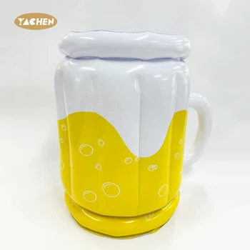 Yachen New Style 1PCS PVC Beer Mug Pool Floaty Toy Inflatable Beer Bucket for Birthday Summer Beach Party Favor Supplies
