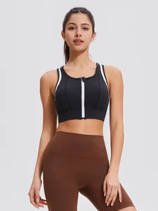 Big Plus Size Workout Running Sports Bras for Women High Impact Support Zip Front Bra With Adjustable Hook Shoulder