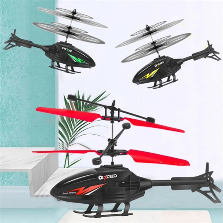 Remote Induction 2 In1 Mode 2CH Light Floating Rechargeable Aircraft Toy 3 Colors Remote Control Helicopter with Lights