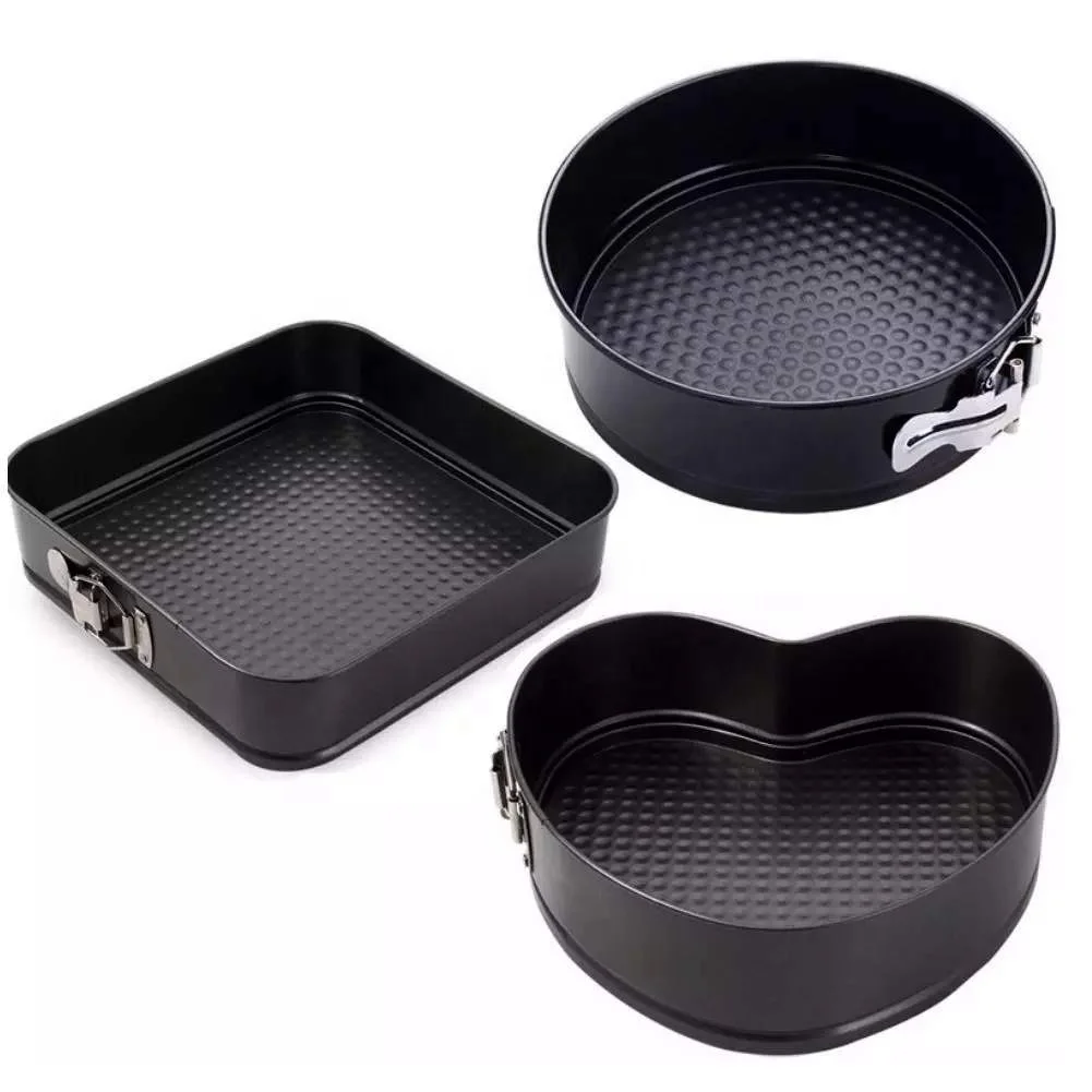 Carbon Steel Springform Non-stick Cake Pan Removable Bottom Round/Heart/Square J 