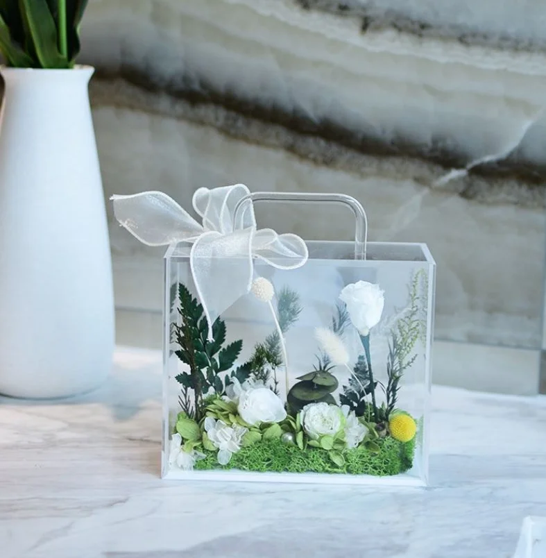 Transparent Clear Acrylic Flowers Box Valentine's Day Acrylic Handbag ...