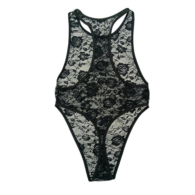 Custom Designer Comfortable Breathable Lace Body Suit Sexy Men's Gay Underwear Knitted Fabric Men's Briefs & Boxers