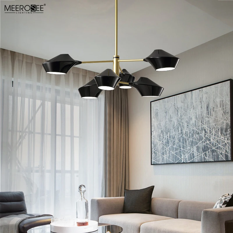 Meerosee Black Pendant Light Modern Decorative Metal Cheap Chandelier Light For Hotel Suspension Light MD86772