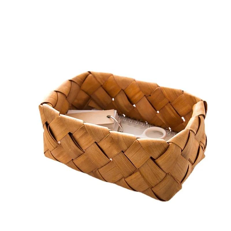 Woven Picnic Food Fruit Storage Basket Wood Laundry Hamper Wooden Gift