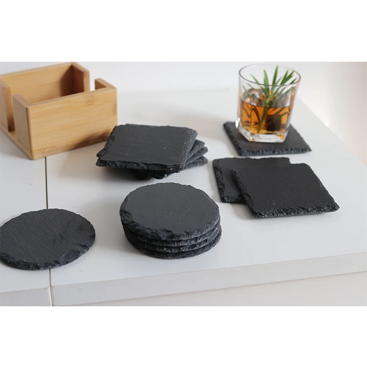 Wholesale Black square Stoneware Dinnerware Slate coaster