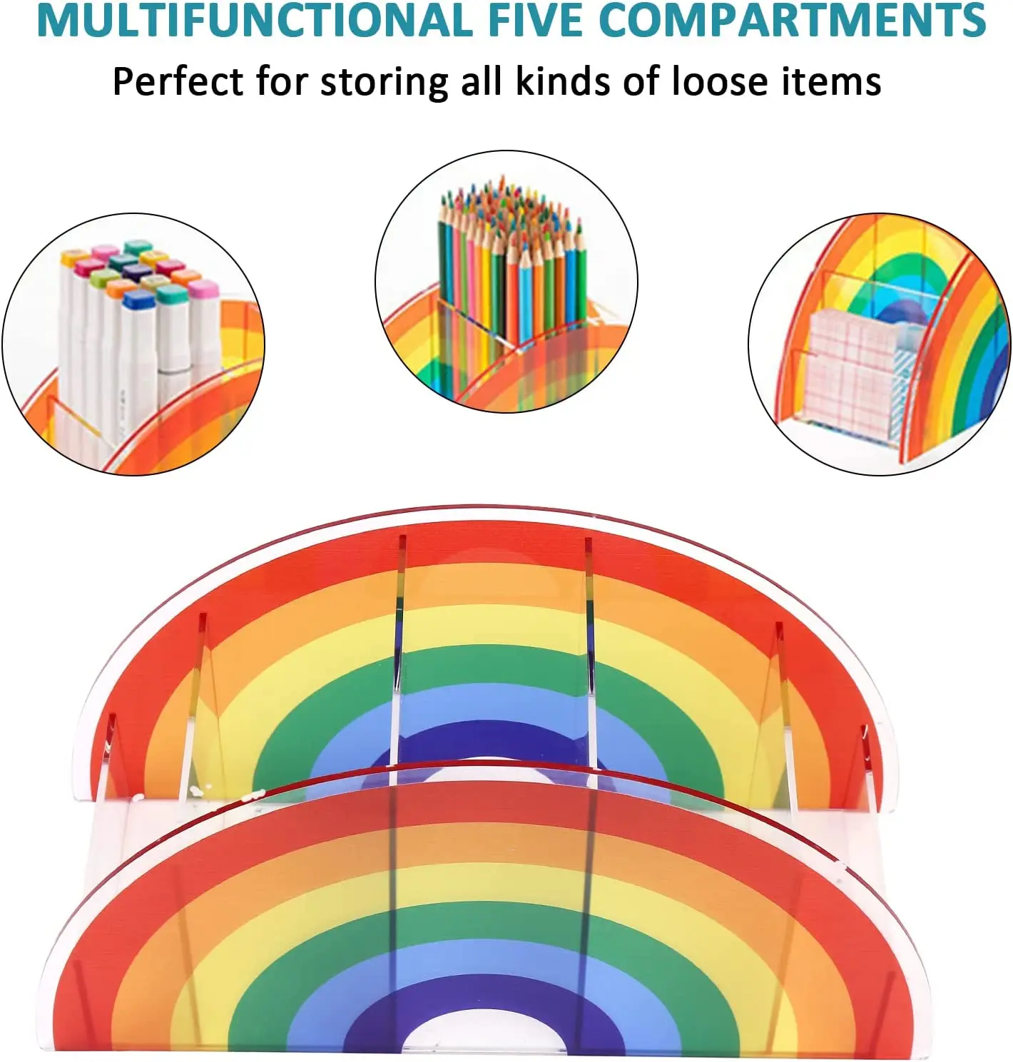 Многофункциональный акриловый держатель для карандашей Радужный карандаш макияж кисточки Органайзер стеллаж хранения детей девочек и женщин