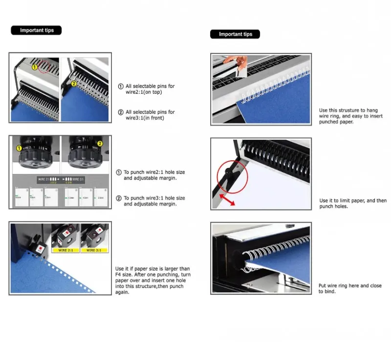 TT2930 40 Holes 25 Sheets Manual Double Wire O All Sizes 3:1 and 2:1 Twin Iron Ring Punching Binding Machine