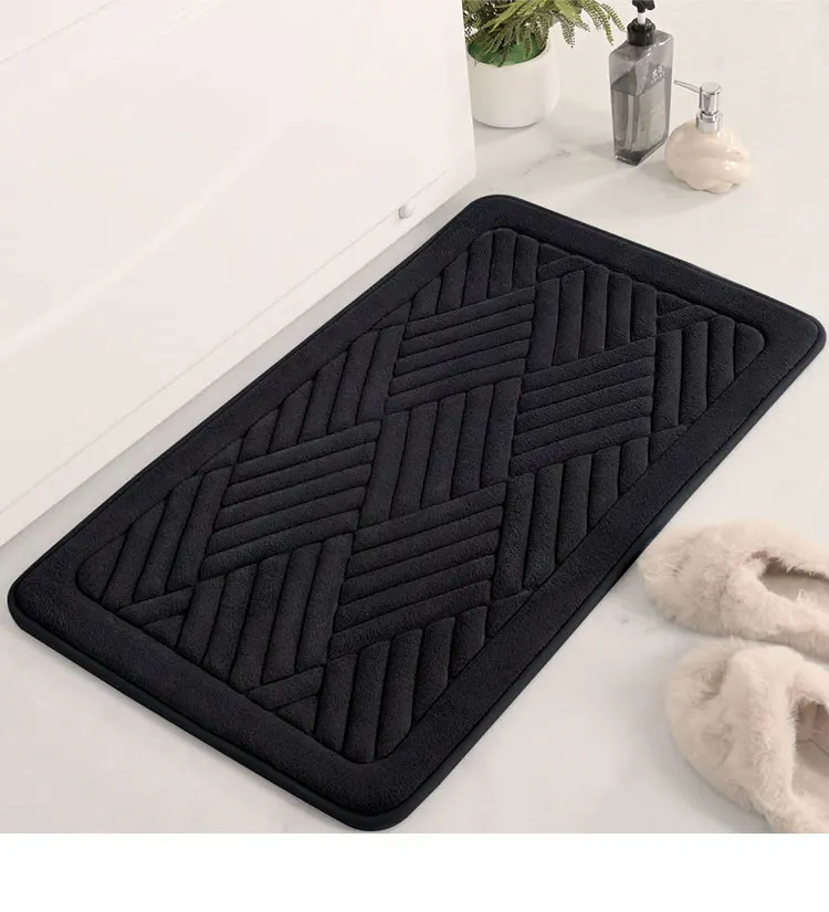 Luxury Embossed Non-Slip Welcome Doormat Super Water Absorption Door Mats Home Hotel Entrance Modern Washable Style Bathroom Mat manufacture