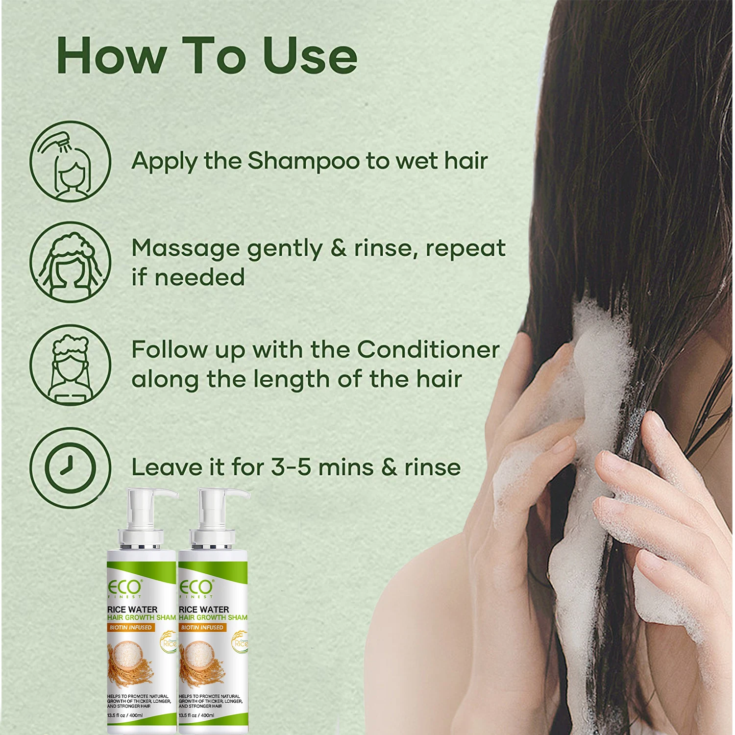 Daily Routine Hair Growth Rice Water Shampoo And Conditioner For Women Thinning Hair And Hair