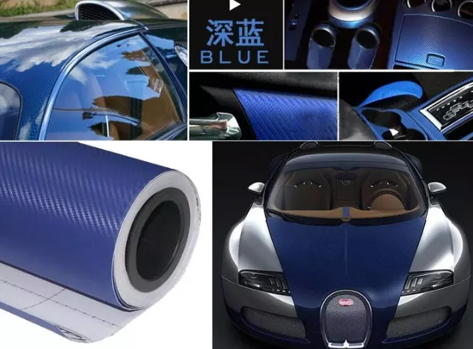 Film Adhésif Carbone 5D Noir Brillant - Sans Bulles, Flexible - Pour Voiture Ou Meuble - 3D
