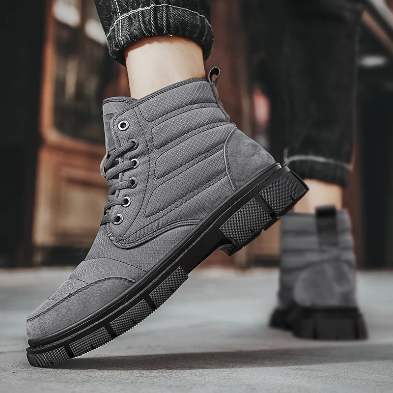 Custom Logo Snow boots High Top Boots For Men Wholesale Leather Shoes Rubber Sole Work Outdoor Hiking Mans Boots For Men