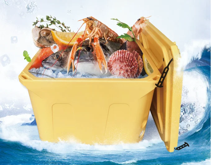 Fish Packingh Containers Stackable Rotational Molded Fish Transport Container Fish Cooler Box Pe ...