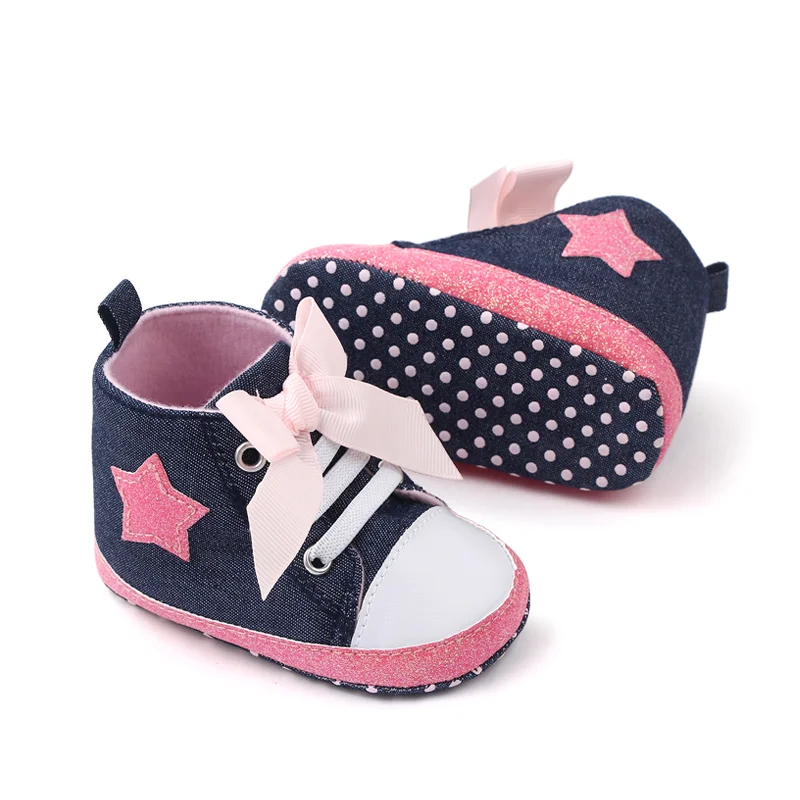 New arrival bow design Glitter Materials bling canvas baby toddler girl shoes 2022 manufacture