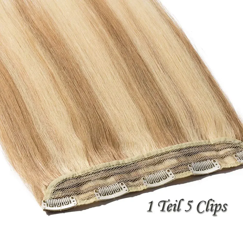 Une pièce 5 clips 100% vrais cheveux humains raides doux 3/4 pleine tête en forme de trame cheveux plus épais 120g pour salon de haute qualité P8-613_voghion.com