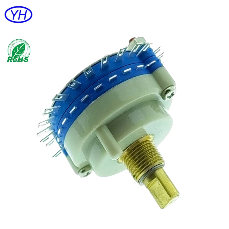 Free Samples Customized ODM OEM Metal Shaft Electrical 38mm 3 Poles 8 12 23 24 Position Rotary Switch Non Shorting