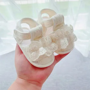 0-1 Year Old Summer Princess Shoes Soft Rubber Sole Anti slip Beautiful Baby Sandals White Bow Baby Sandals for Girls Flat