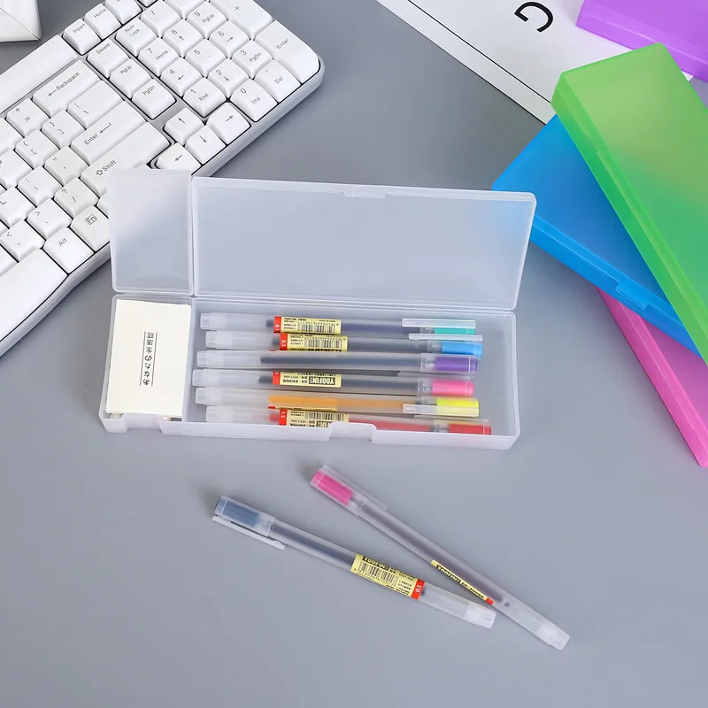 clear colorful lengthen plastic pencil box