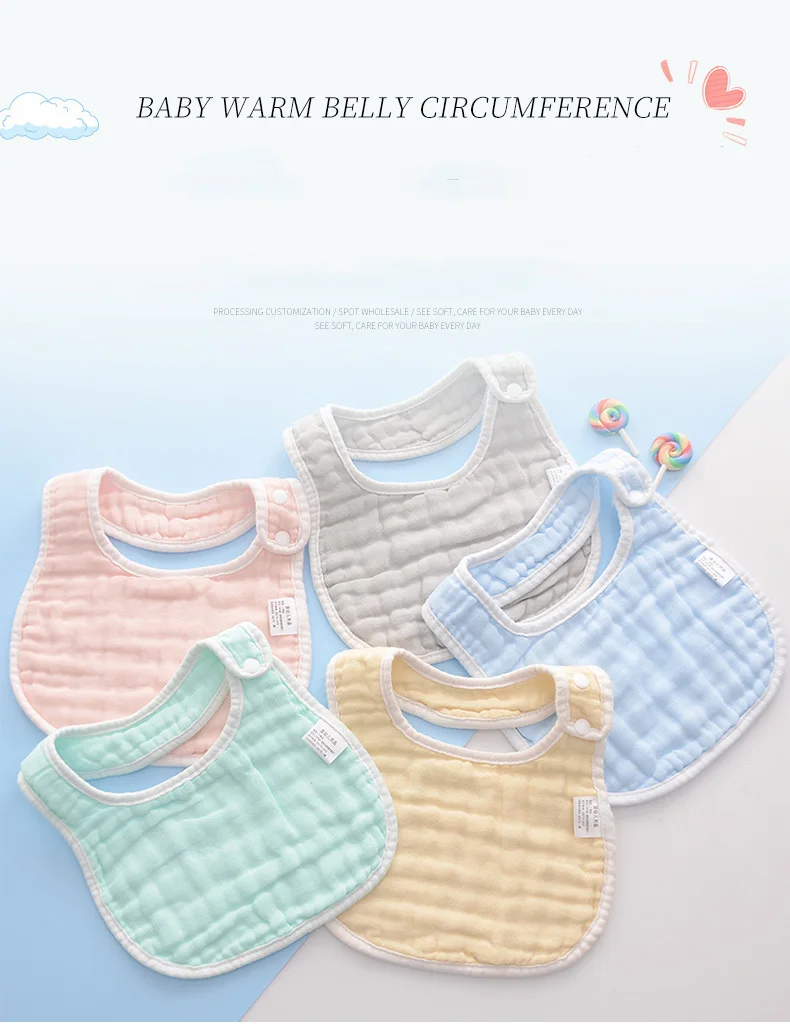 Whosale Newborn material 100%  cotton Super soft Plain Cotton 4 layers muslin plain absorbent towel baby bib manufacture