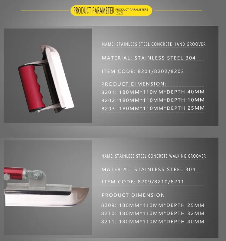 Stainless Steel Concrete Hand Groover - Durable 6-Inch Tool with TPR ...