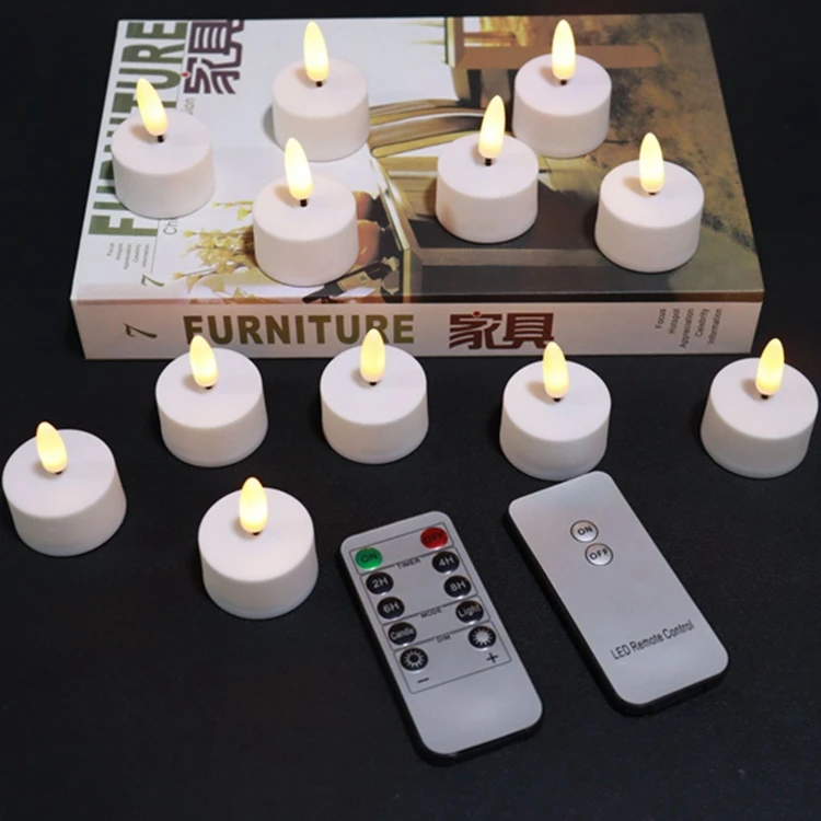 Flickering Led Tea Lights Candles With Remote Battery Included Electrical Led Candle White