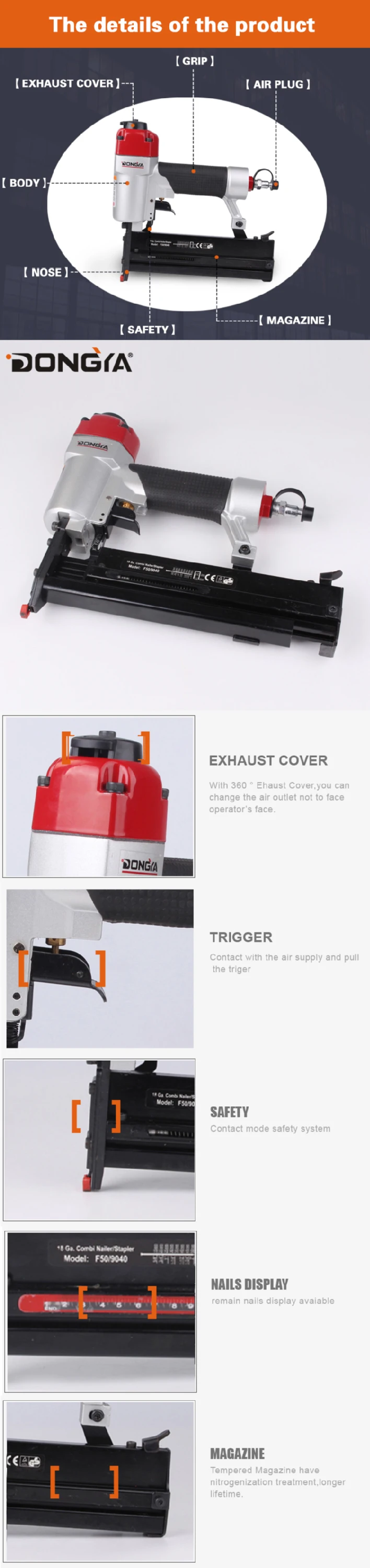 2 in 1 Brad Nailer and Stapler Air Nailer Air Nail Gun