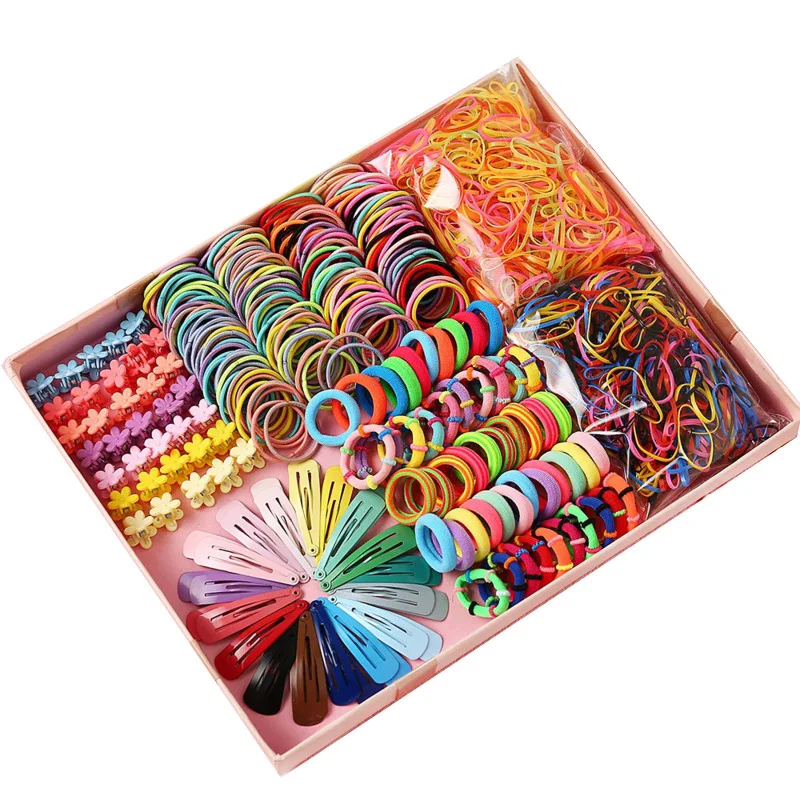 780PCS Color Clear Elastic Hair Bands Clips Mini Hair Claw Clips