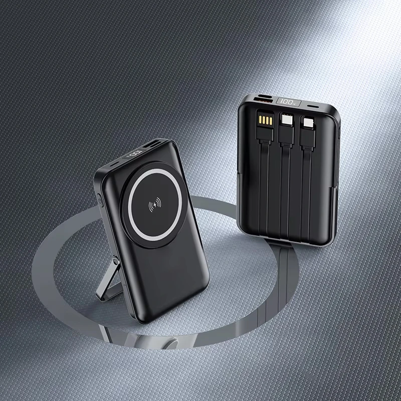 Popular Design 10000 Mah With Multiple Cables Magnetic Suck Power Bank