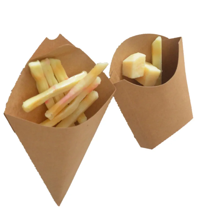 折式油炸食品包装盒棕色牛皮纸一次性薯条和便当盒小尺寸