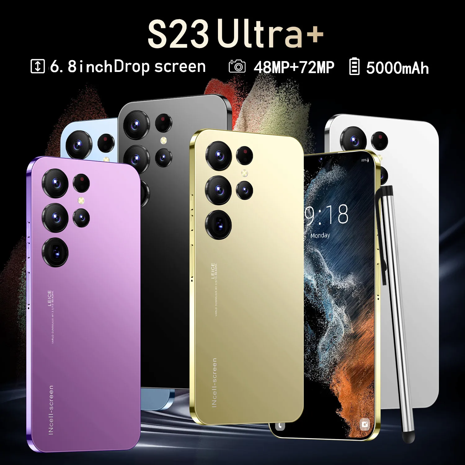 Hot Selling S23+ ULTRA Original 16gb+512gb 48MP+100MP Double Sim Card 7300mAh Android 12.0 Cell Gaming Phone Smart Mobile Phone