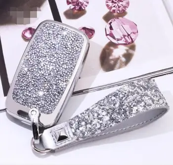 Bling Diamond Crystal Car Key Case Shell Cover With Key Chain For