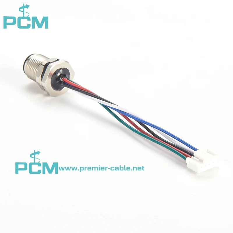 M12 connector A Coding Male 5 Contact  PanelMount PG9 Front Fastened Solder Wire Pins details