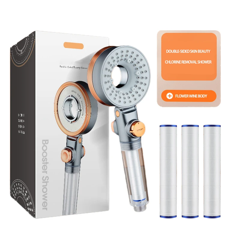 Bathroom Double-sided Use Rainfall Filter Shower Head, Powerful Pressurized Hand Shower, Negative Ion Filter Spray Shower Head