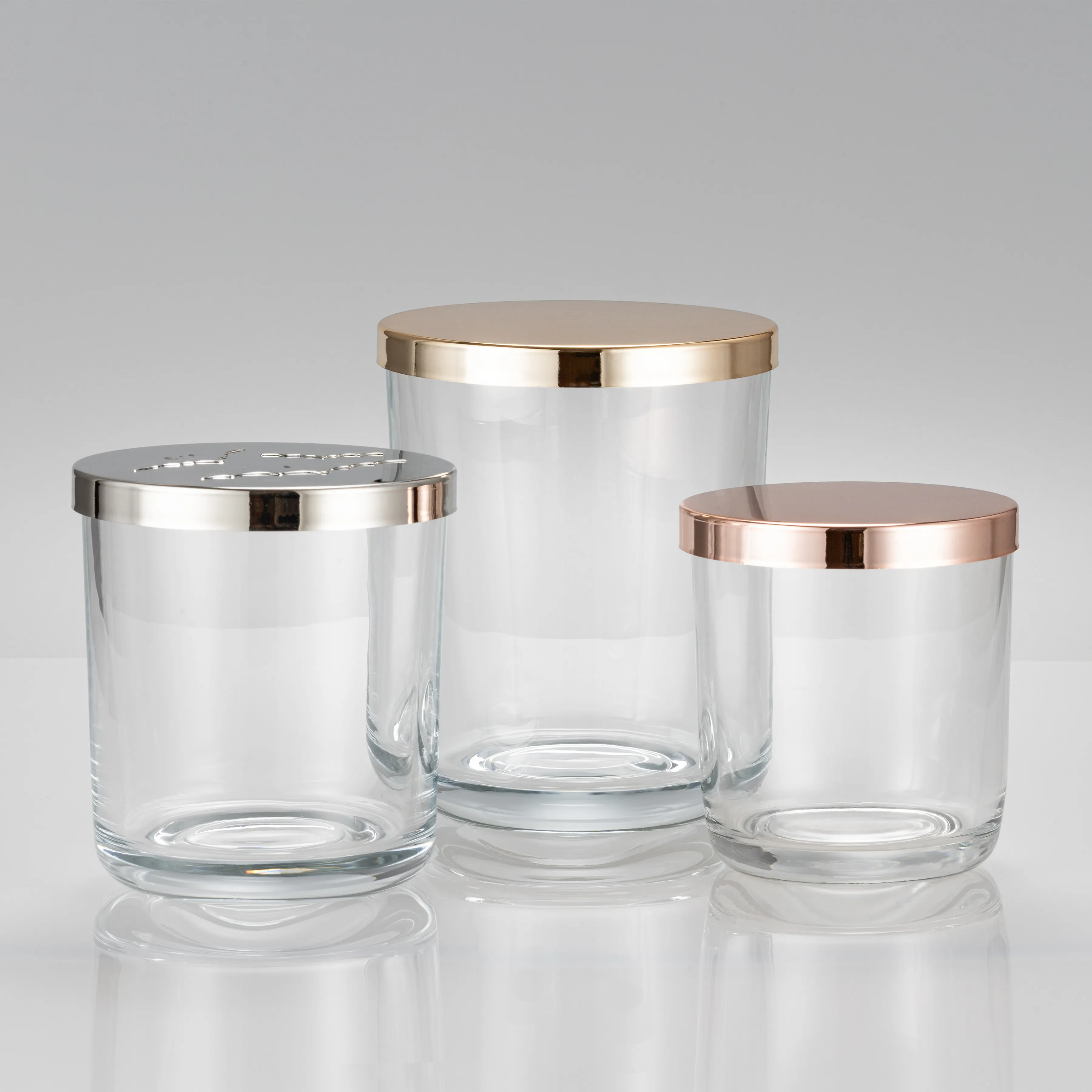 Cambridge Style Glass Candle Jar with Metal Lid for Home Decor