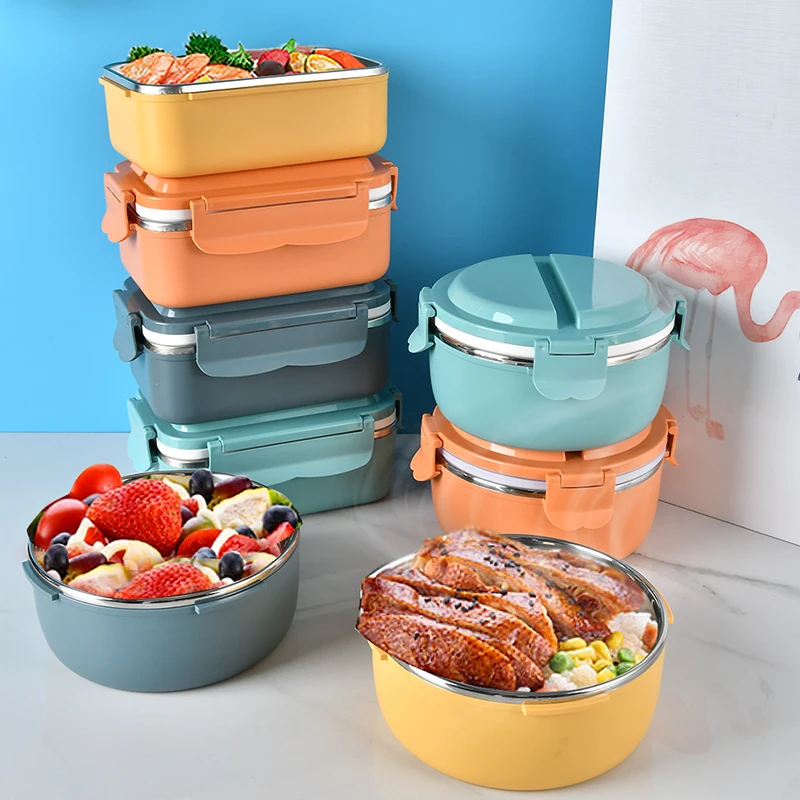 Round Preservation Stainless Steel Lunch Box Multilayer Bento Box Keep Food  Warm Food Storage