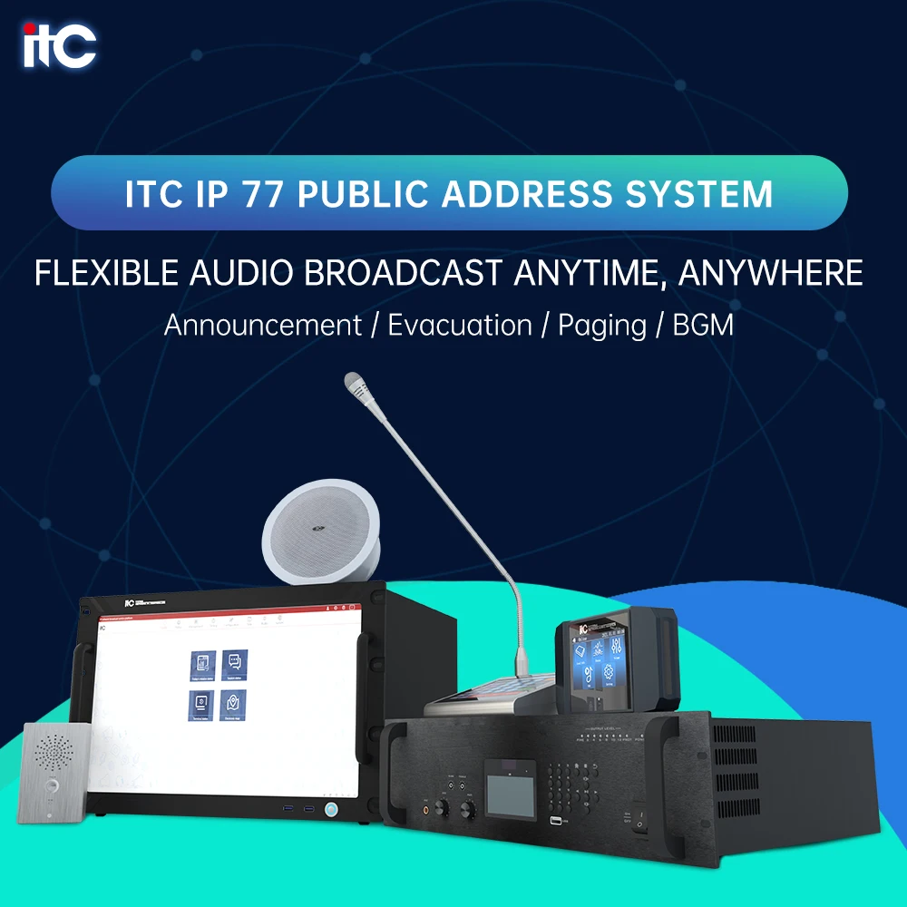 ITC IP Public Address System IP Based Network PA System Background Music System for Hotel School Factory Shopping Mall