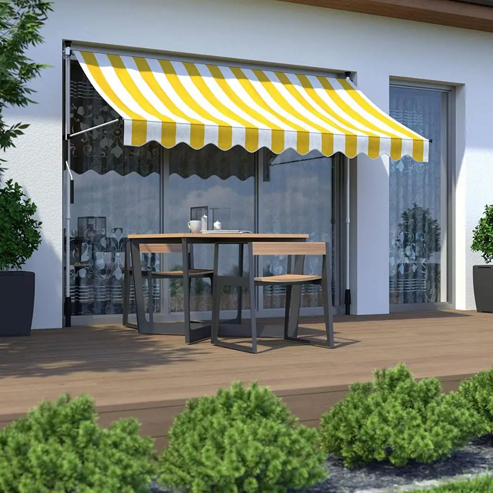 Details about   Retractable Patio Awning Deck Window Sun Shade Shelter Cafe Canopy Manual Crank 