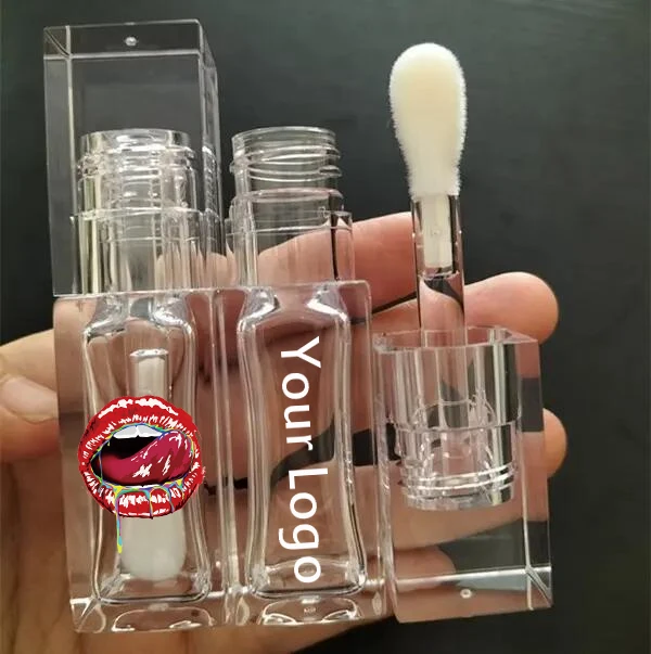 Customized Transparent 10ml Lipgloss Tube Lip Oil Container Large Wand Applicator Lip Gloss Tubes with Big Brush