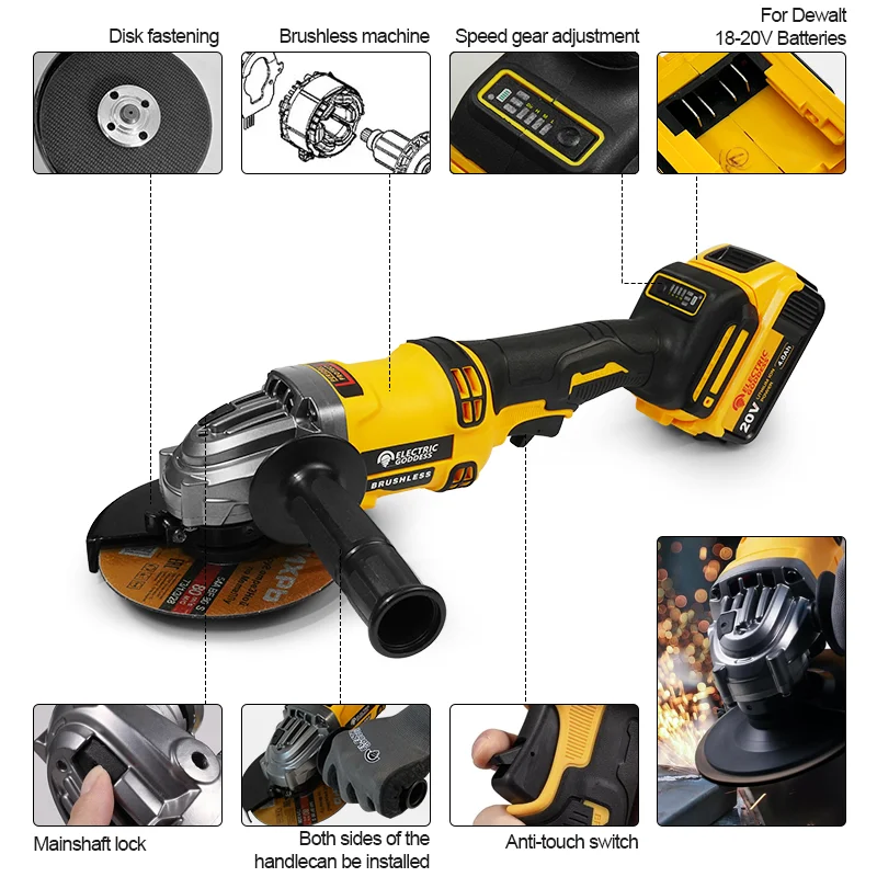 Dewalt DCG412 20V Cordless Grinder 4 1/2, (1) 4.0 DCB204 Battery 20 Volt MAX