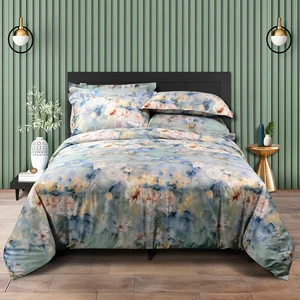 Botanical Design Quilt Cover Sets 100% Cotton Bed Sheet 3D Digital Print Queen Size Bedding Set Customizable