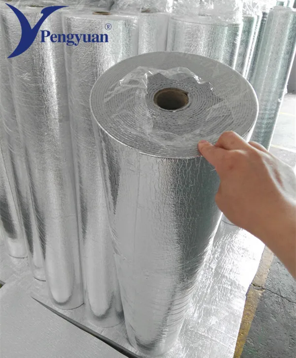 PengYuan OEM Reflective Foam Warehouse Insulation Exposed Closed Cell Aluminum Foil Facing Roll Pe Foam Thermal Insulation