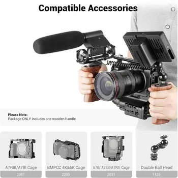 SMALLRIG Direction Changeable Side Wooden Handle Grip for DSLR Camera Cage HSN2093C detail image