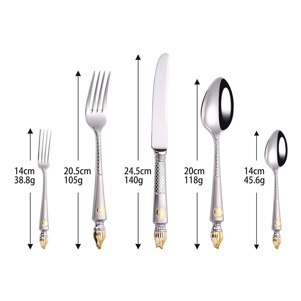 Royal Luxury Gold Cutlery Set Wedding 1810 Stainless Steel