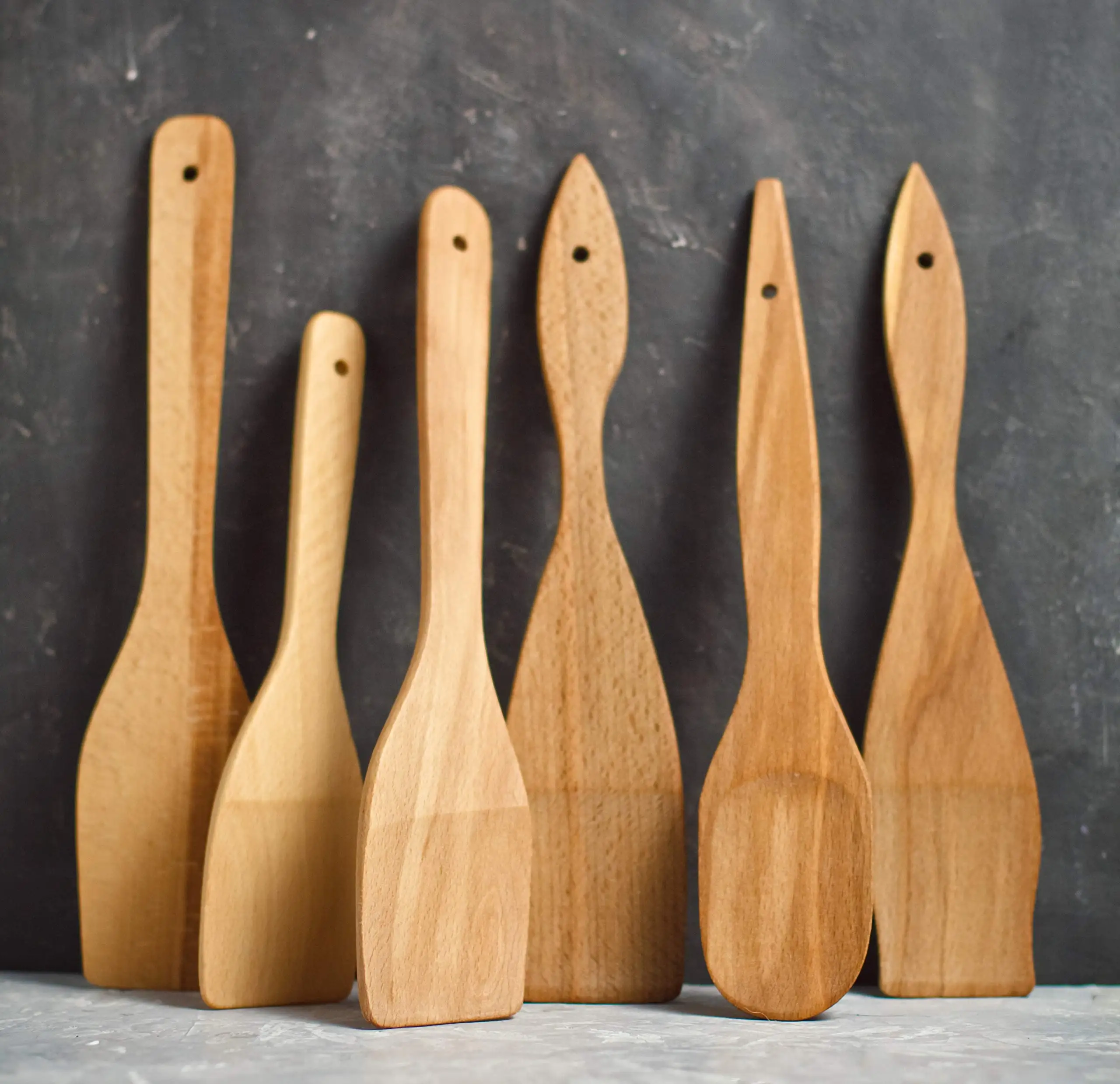 Durable Beechwood Solid Wood Cooking Utensils Tools Nonstick Wooden