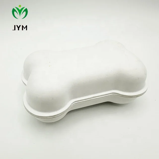 Dog Bone Shape Molded Pulp Box Wholesale China Customized Bagasse White Colors Food Candy Box Corrugated Board 24 Accept CN;GUA