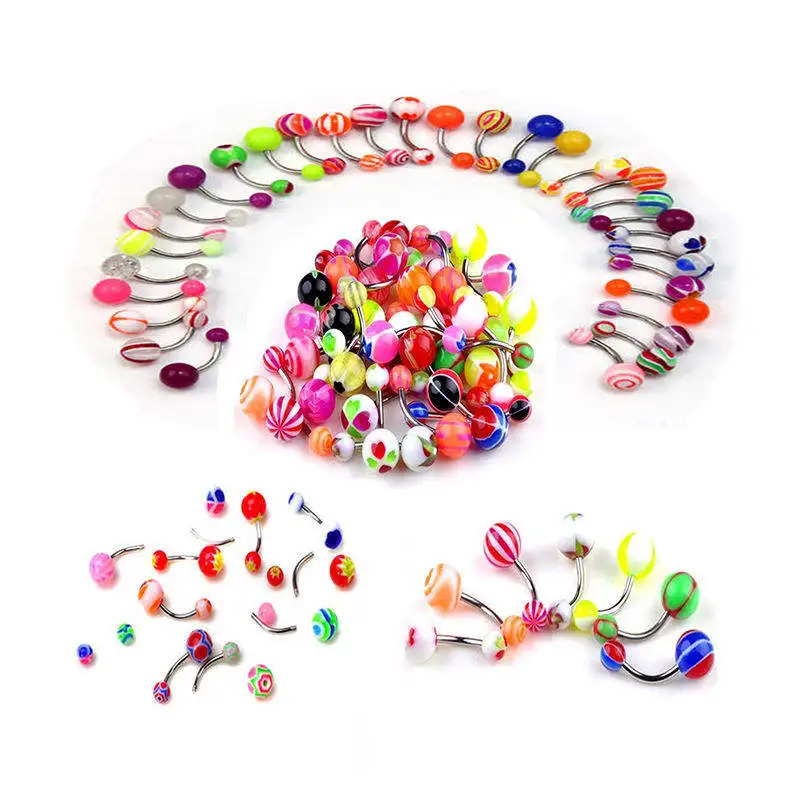 1pc Acrylic Belly Button Rings Navel Ring Mixed Colors Belly Piercing ...