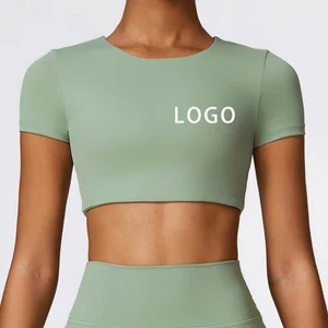 Gym Wear Crop Top Femme 2026 Ropa Deportiva Mujer High Strength Tight Short Sleeve Fitness Yoga Wear Crop Top Women's Clothing