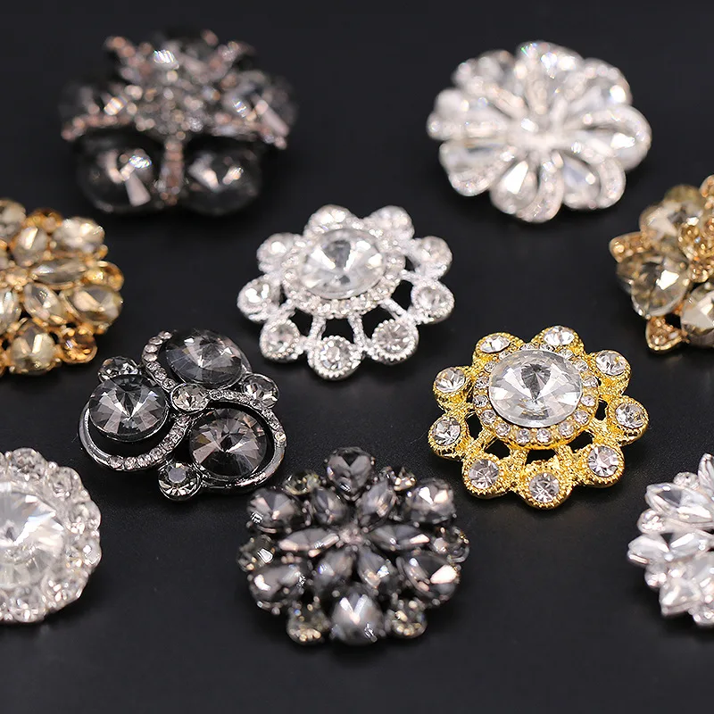 Luxury Fancy Metal Sewing Crystal Diamond Decorative Rhinestone Button For Clothes