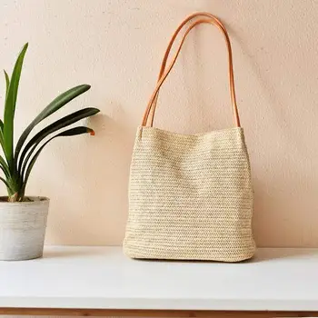 2024 Factory Supply Straw Raffia Bag Beach Holiday Dress Tote Bags Eco-friendly Straw Tote Bags
